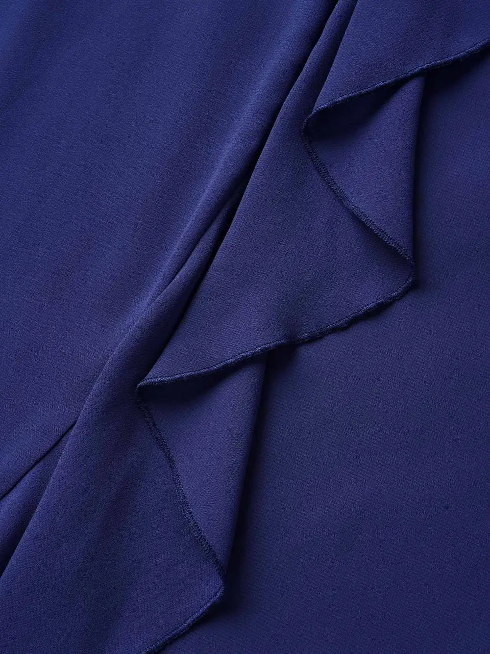 Chiffon Overlap Collar Ruffle Sleeve Dress