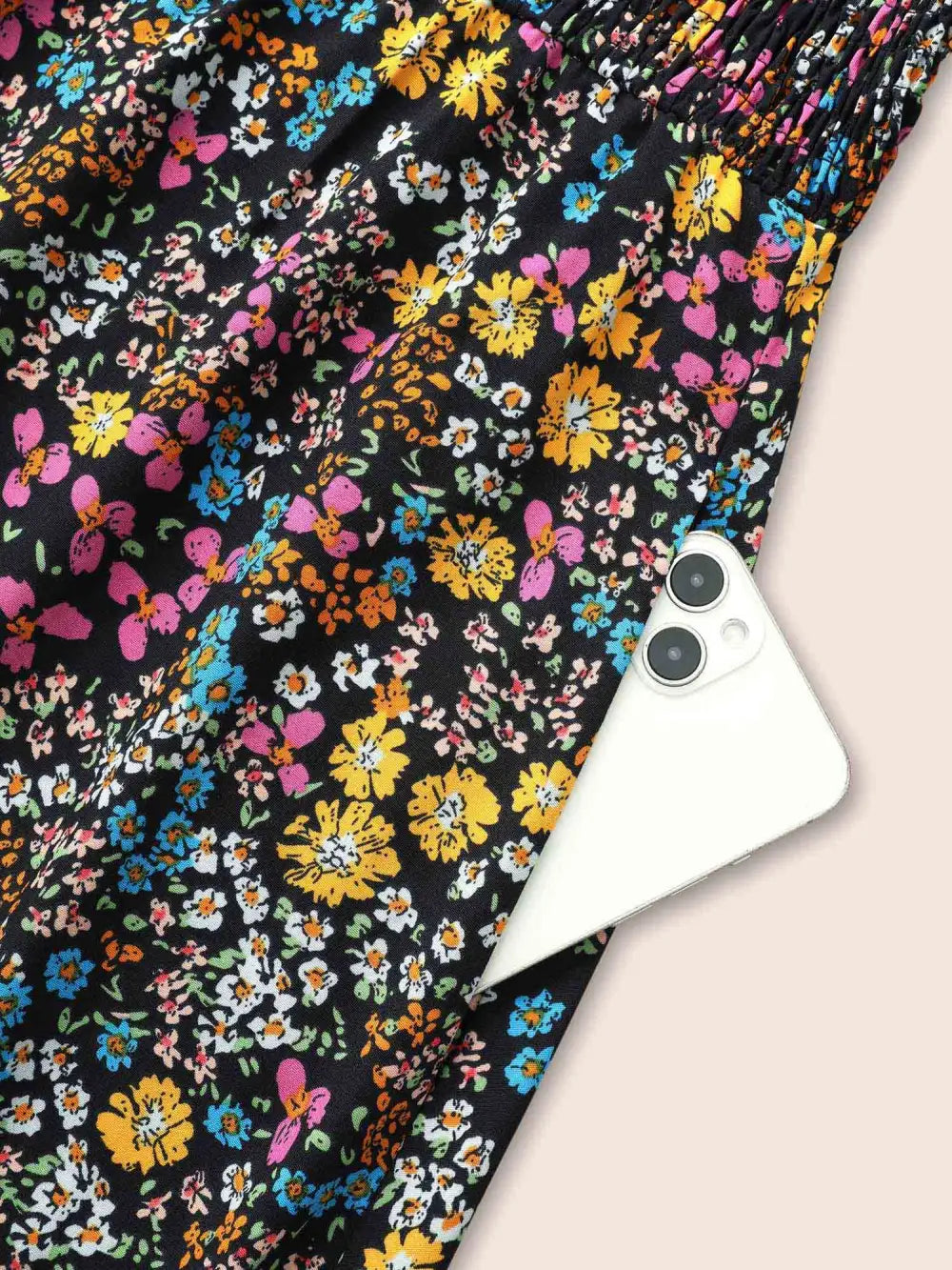 Ditsy Floral Shirred Ruffles Midi Dress