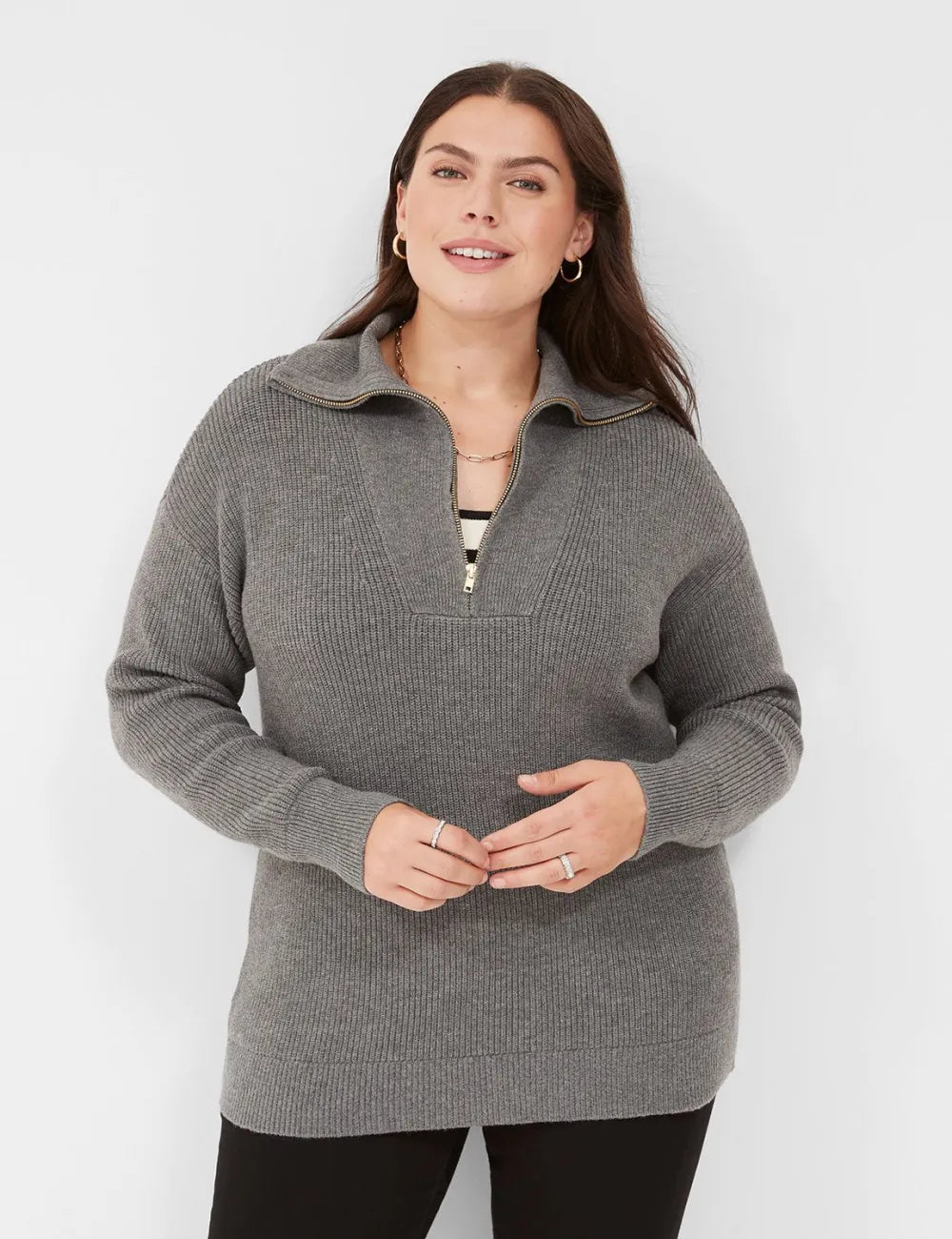 Half-Zip Mock-Neck Sweater