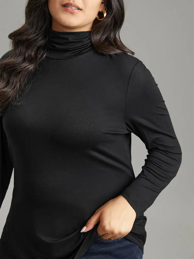 Supersoft Essentials Solid Funnel Neck Knit T-Shirt