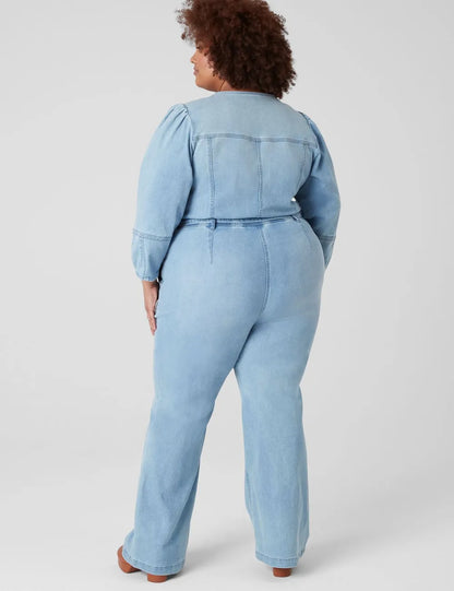 Denim Long-Sleeve Jumpsuit