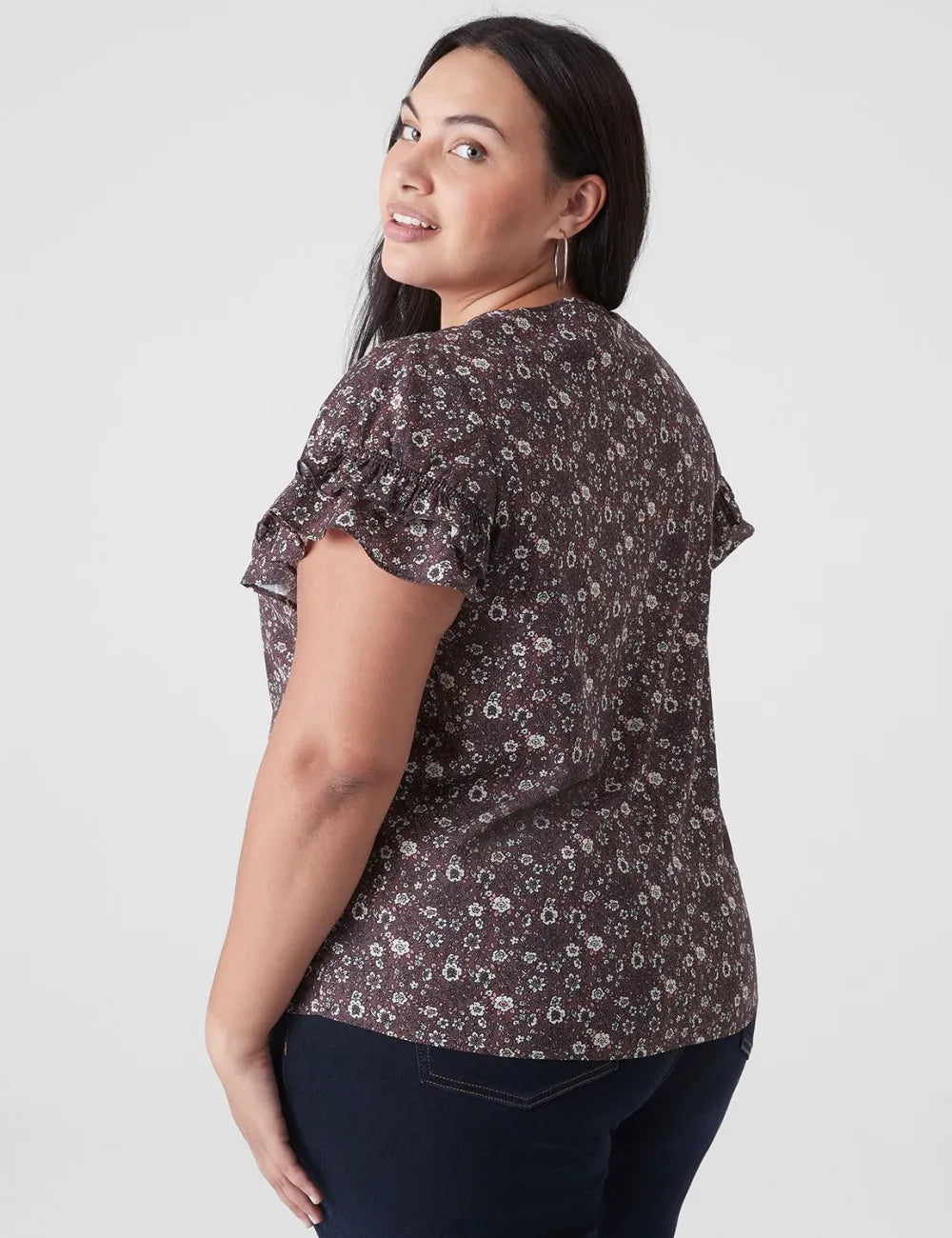 Flutter-Sleeve Crew-Neck Top