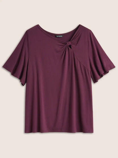 Supersoft Essentials Twist Front Asymmetrical Neck T-Shirt