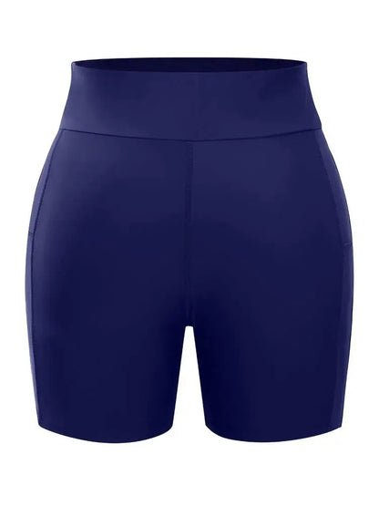 Solid Wideband Waist Swim Shorts