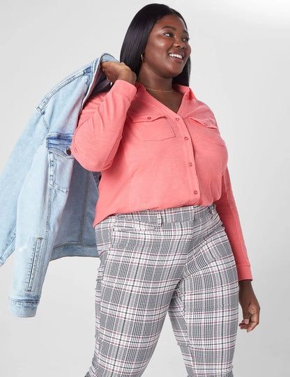 Classic Button-Front Knit Shirt