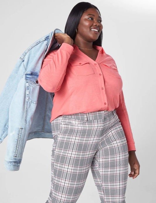 Classic Button-Front Knit Shirt