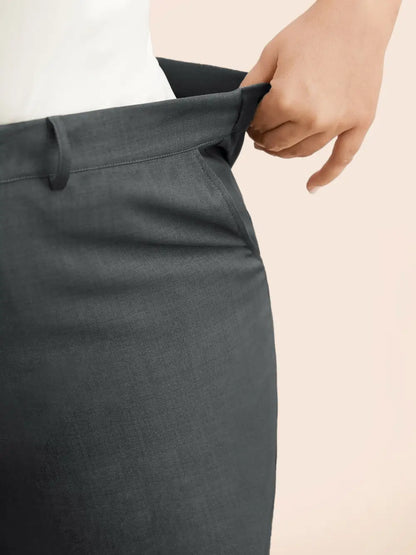 Mid Rise Textured Wide Leg Pants