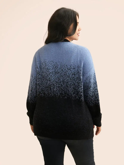 Ombre Contrast Drop Shoulder Sleeve Cardigan