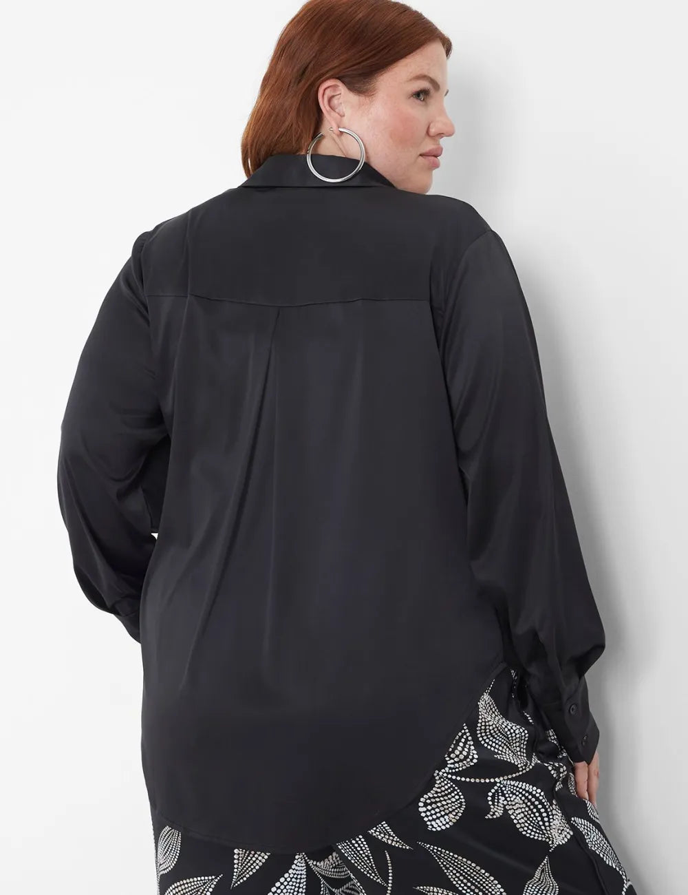 Collar Button-Down Satin Shirt