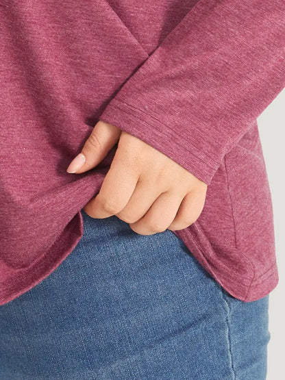 Plain V Neck Line Button Detail T-Shirt