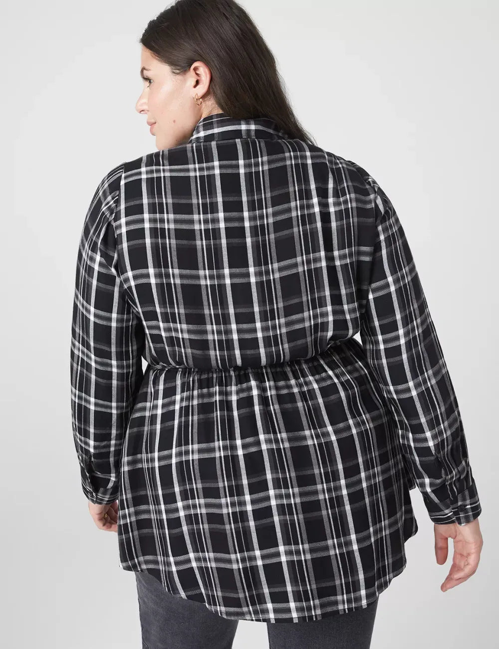 Classic Button-Front Elastic-Waist Tunic