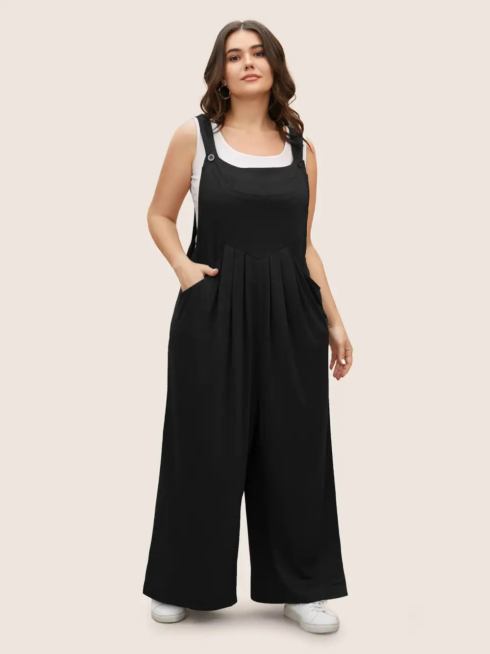 Supersoft Essentials Solid Pleated Pocket Jumpsuit