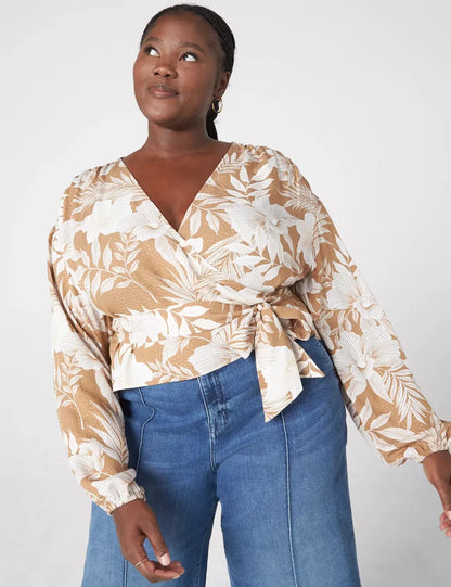 Classic Crop Long-Sleeve Full-Wrap Top