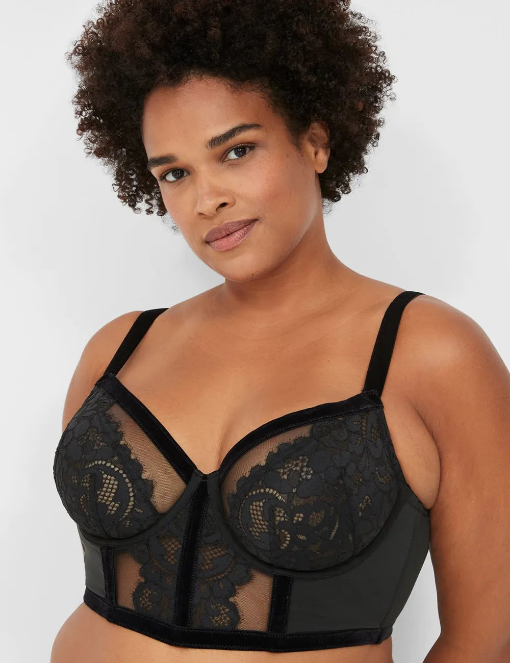 Velvet-Trim Unlined Balconette Bra