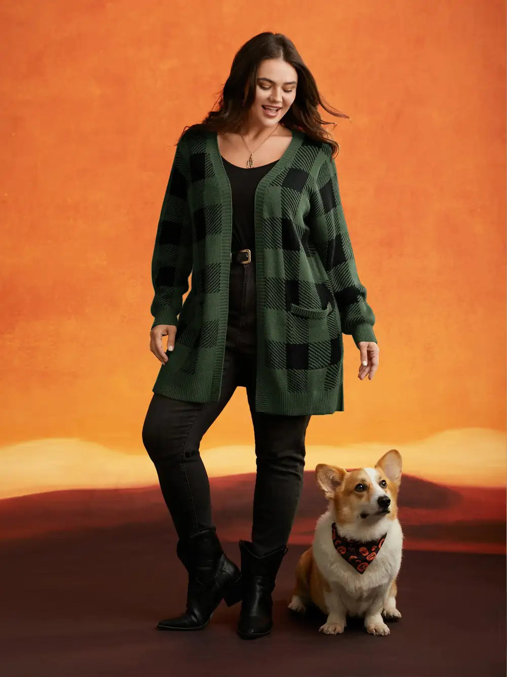 Supersoft Essentials Halloween Plaid Open Cardigan