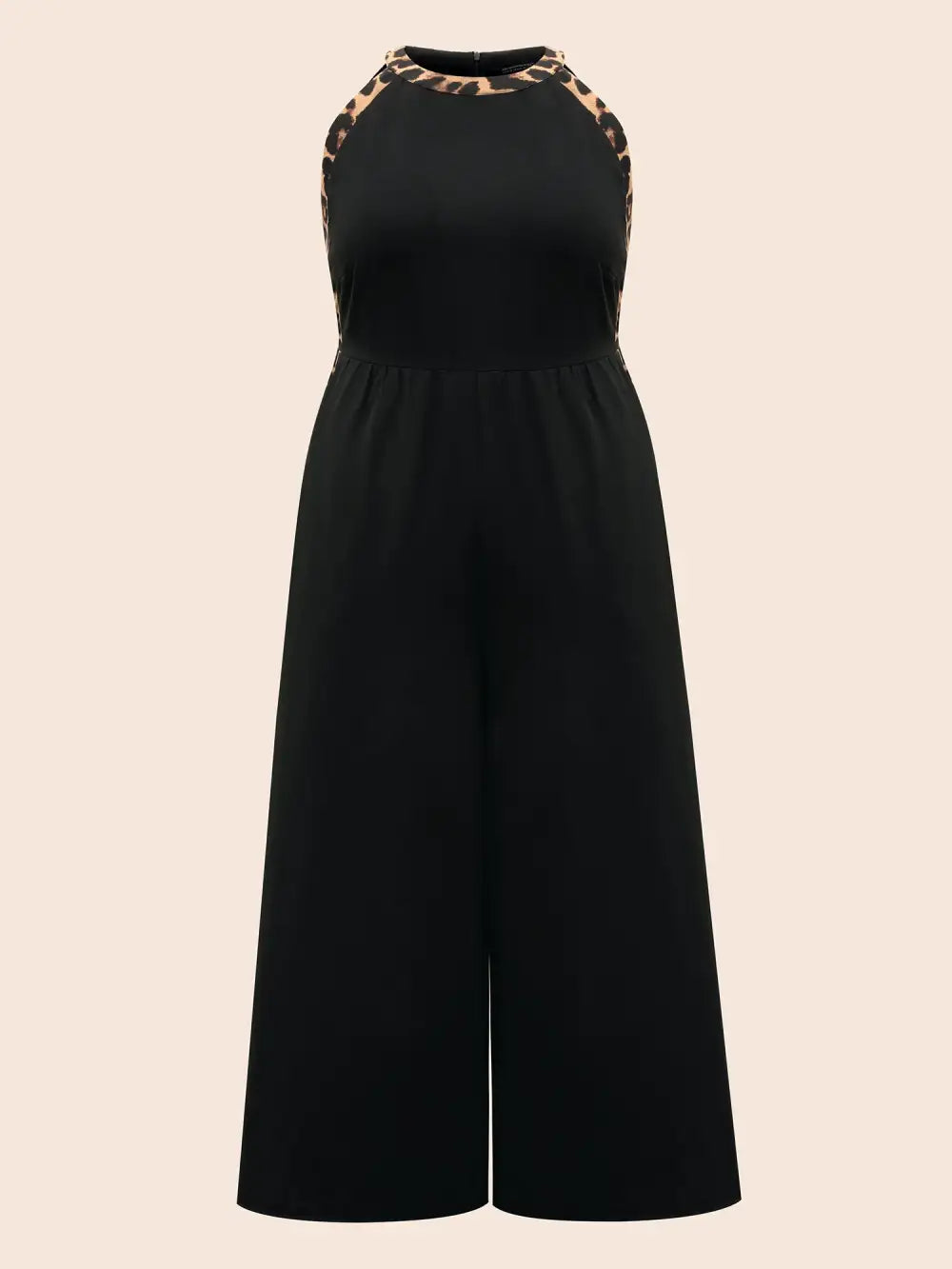 Leopard Print Patchwork Sleeveless Jumpsuit