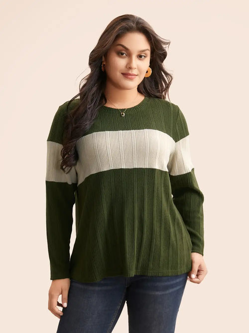 Contrast Patchwork Textured T-Shirt