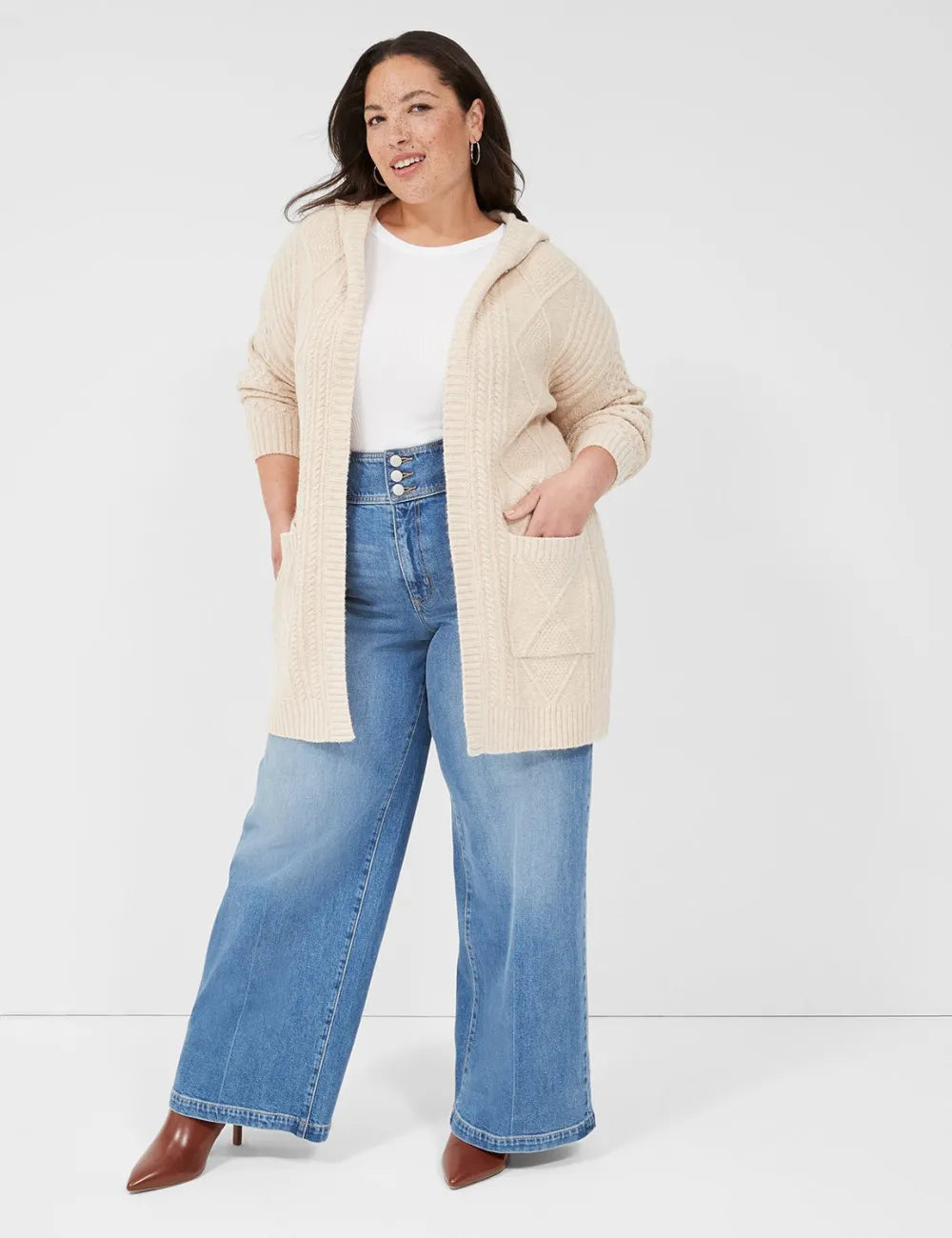 Open-Front Hooded Cardigan