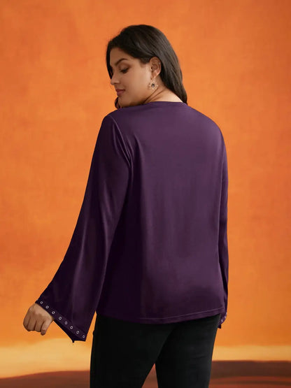 Peek-A-Boo Cut-Out Neckline T-Shirt