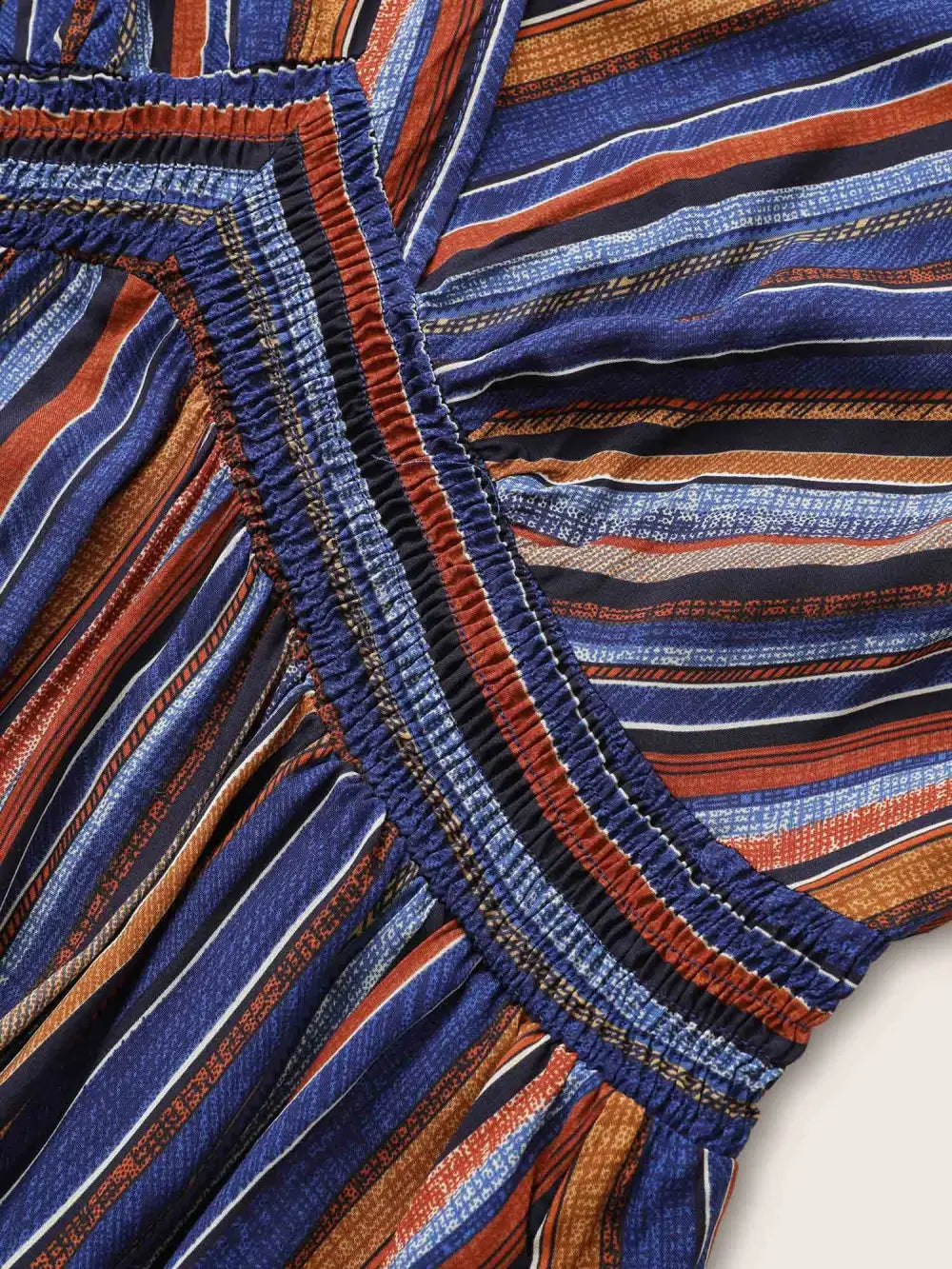 Striped Contrast Dolman Sleeve Shirred Pocket Split Flutter Dress