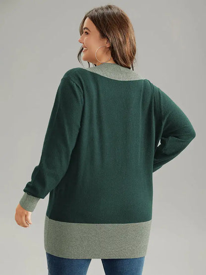 Supersoft Essentials Contrast Deep V Neck Button Detail Pullover