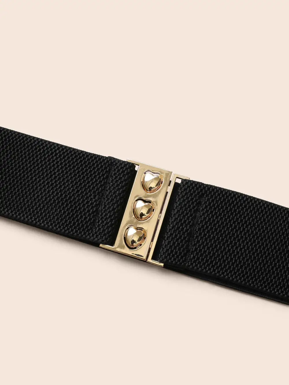 Tri-Heart Buckle Wide Elastic Belt