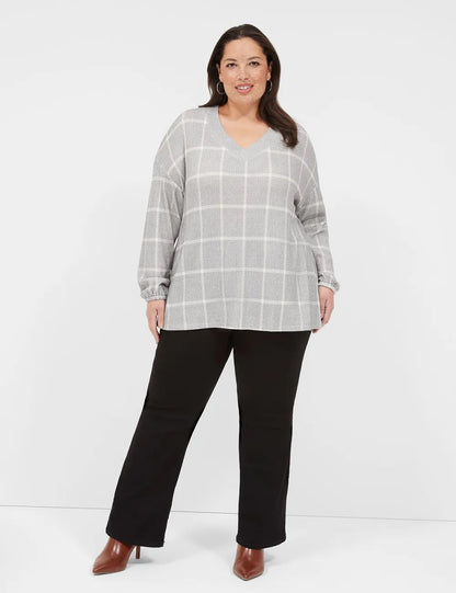 Blouson-Sleeve V-Neck Waffle Tunic
