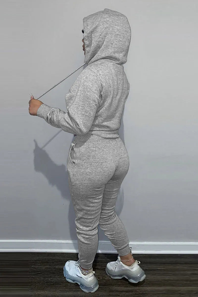 Casual Two Piece Drawstring Hoodie Pants Sweatsuit