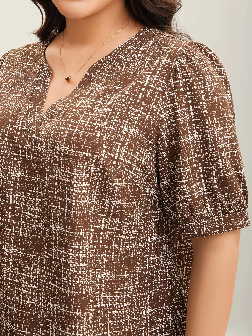 Geometric Print Puff Sleeve Blouse