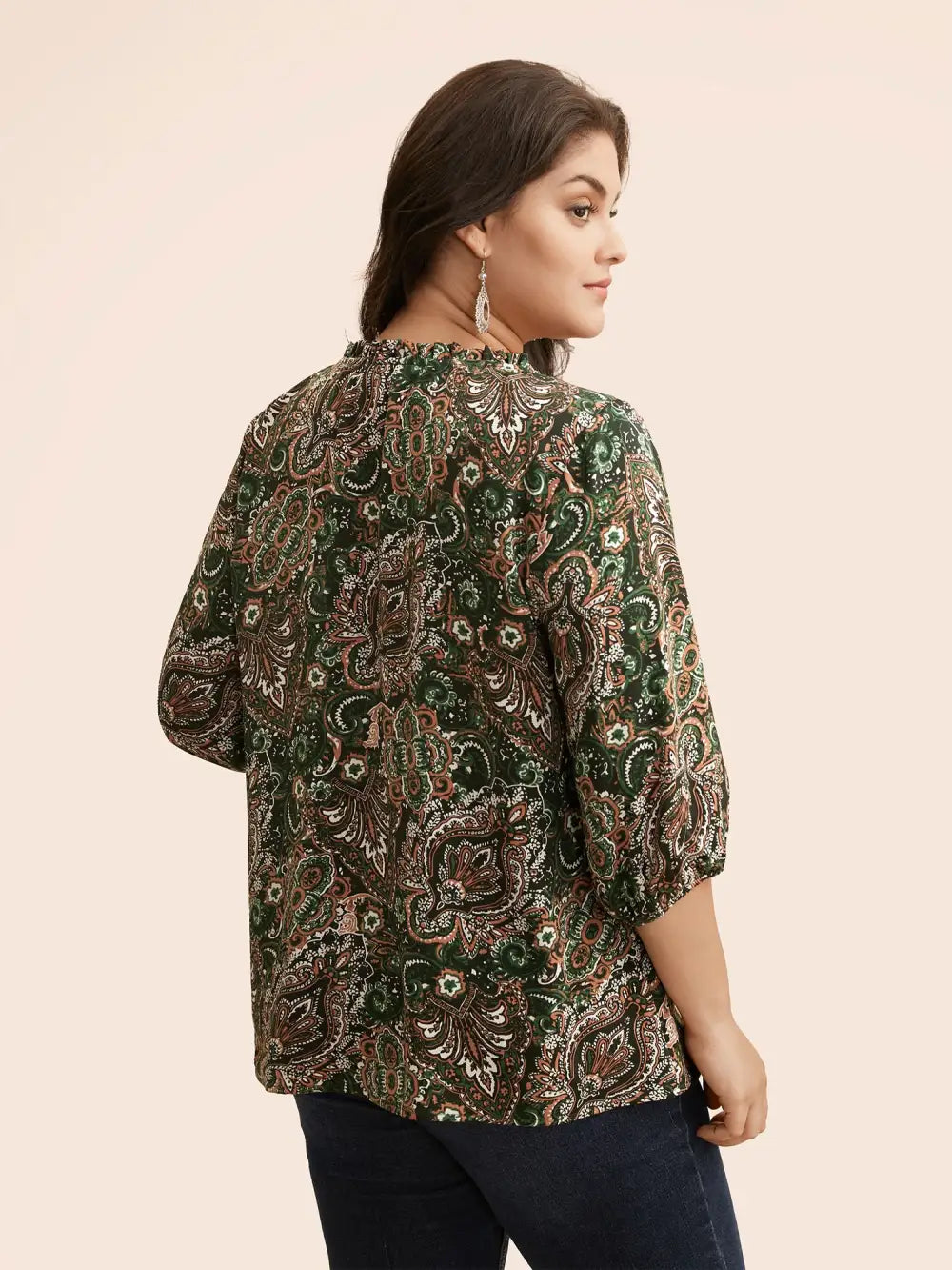 Bandana Frill Trim Tie Knot Blouse