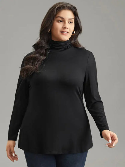 Supersoft Essentials Solid Funnel Neck Knit T-Shirt