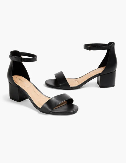 Dream Cloud Ankle Strap Block-Heel - Faux Leather