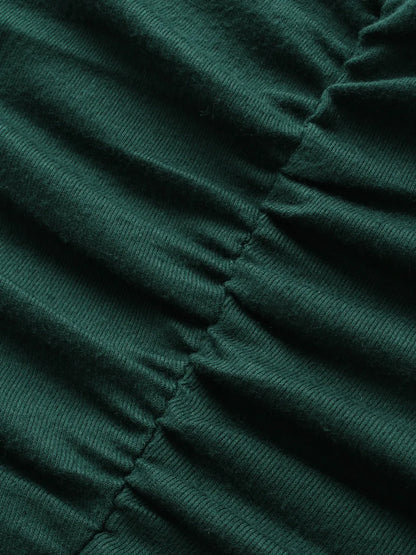 Plain Gathered Button Detail T-Shirt