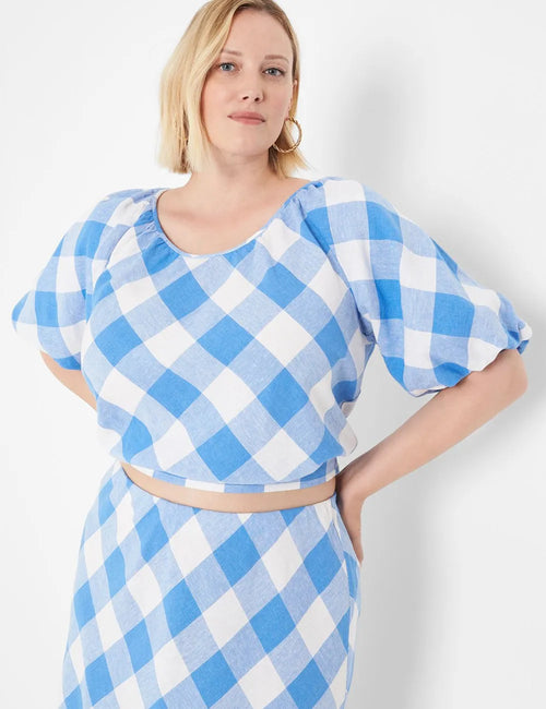 Crop Balloon-Sleeve Top