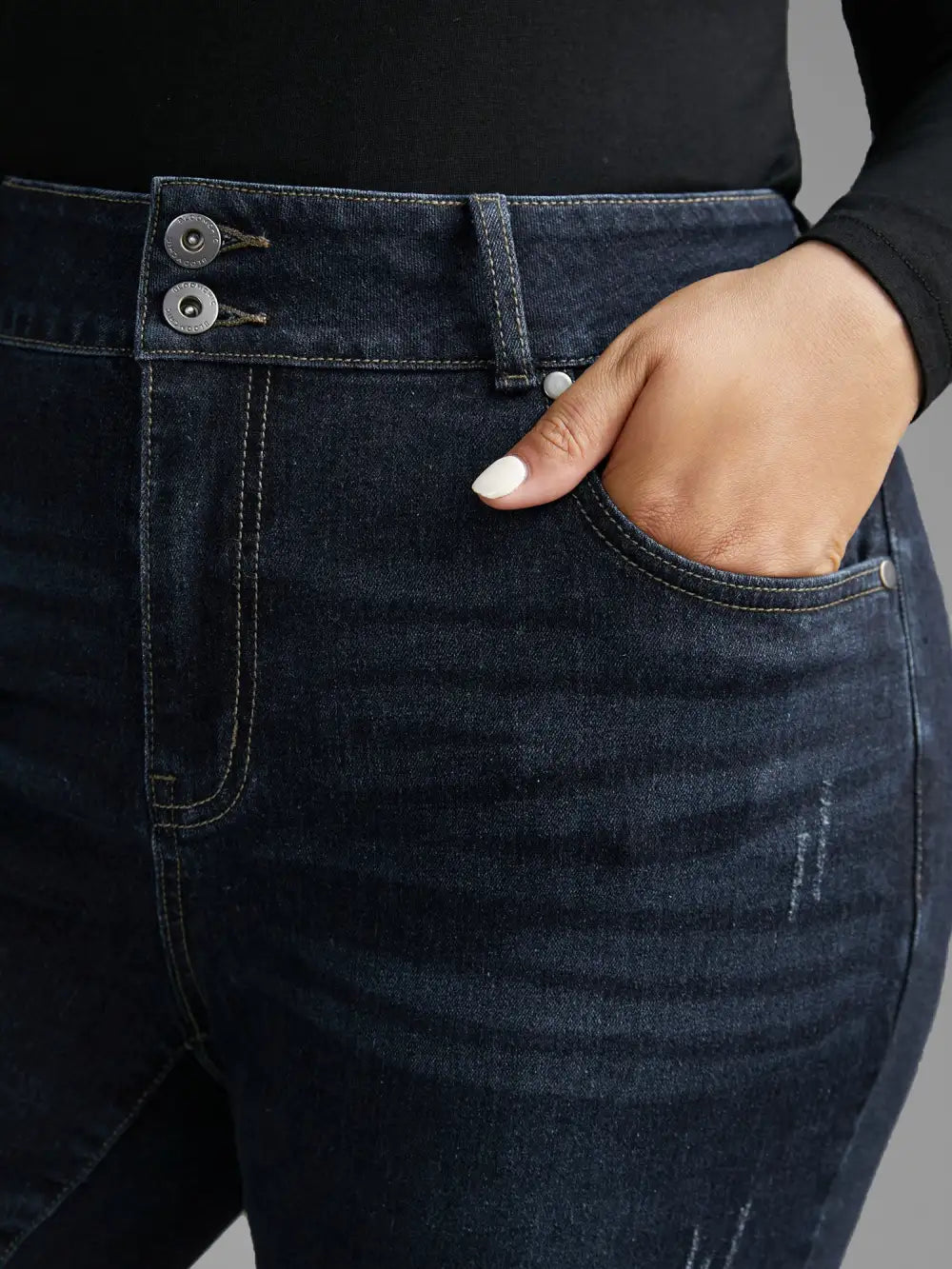 Dark Wash Button Up Skinny Jeans