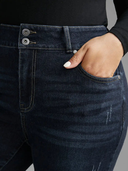 Dark Wash Button Up Skinny Jeans