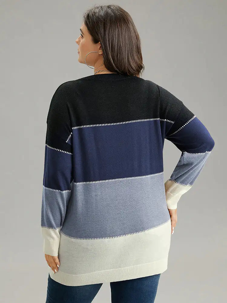 Supersoft Essentials Colorblock Contrast Round Neck Pullover