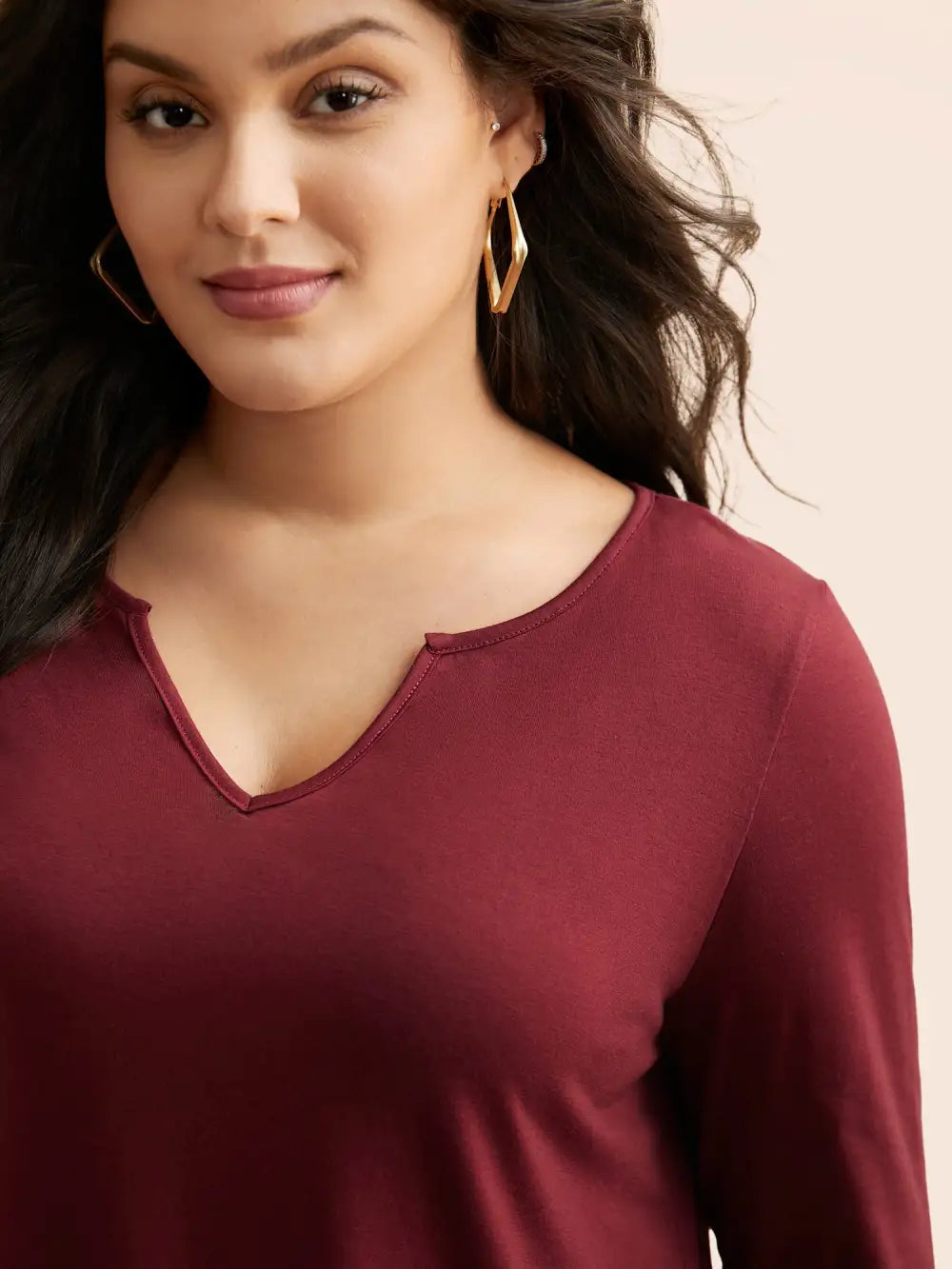 Notched Ruffle Layered Hem T-Shirt
