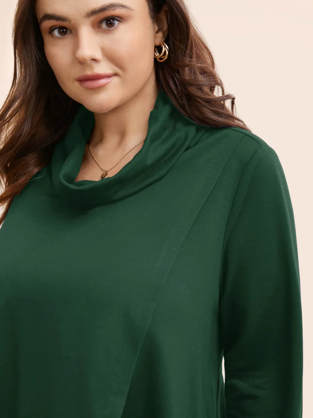 Plain Wrap Hem Turtleneck Sweatshirt