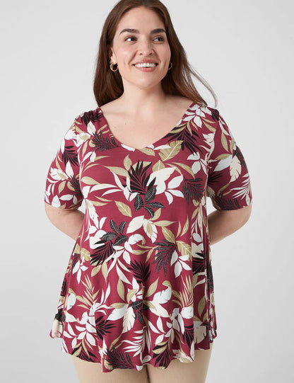 Modern Swing Perfect Sleeve Ruched-Shoulder Tee