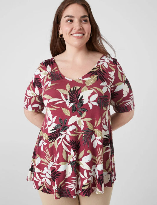 Modern Swing Perfect Sleeve Ruched-Shoulder Tee