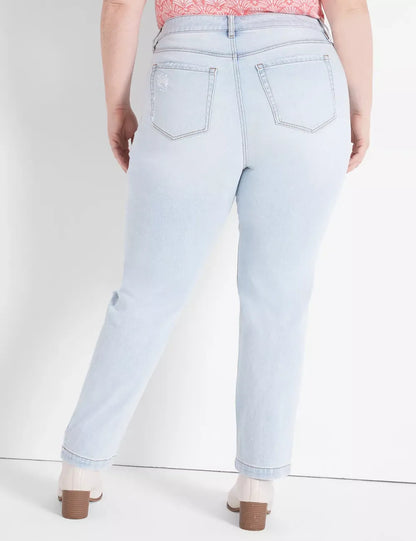 Signature Fit Slim Straight Ankle Jean - Slight Destruction