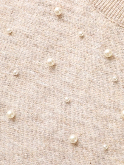 Round Neck Pearl Beaded Pullover
