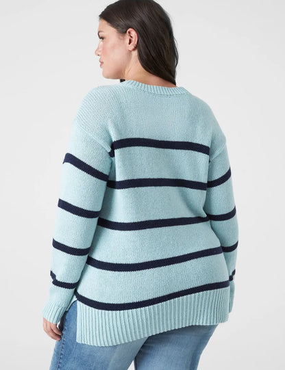 Long-Sleeve Striped Boxy Sweater