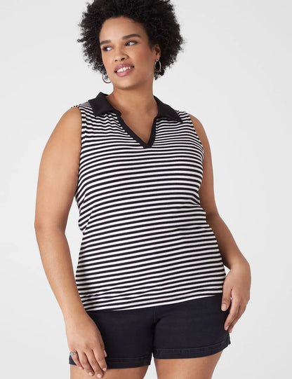 Fitted Sleeveless V-Neck Polo
