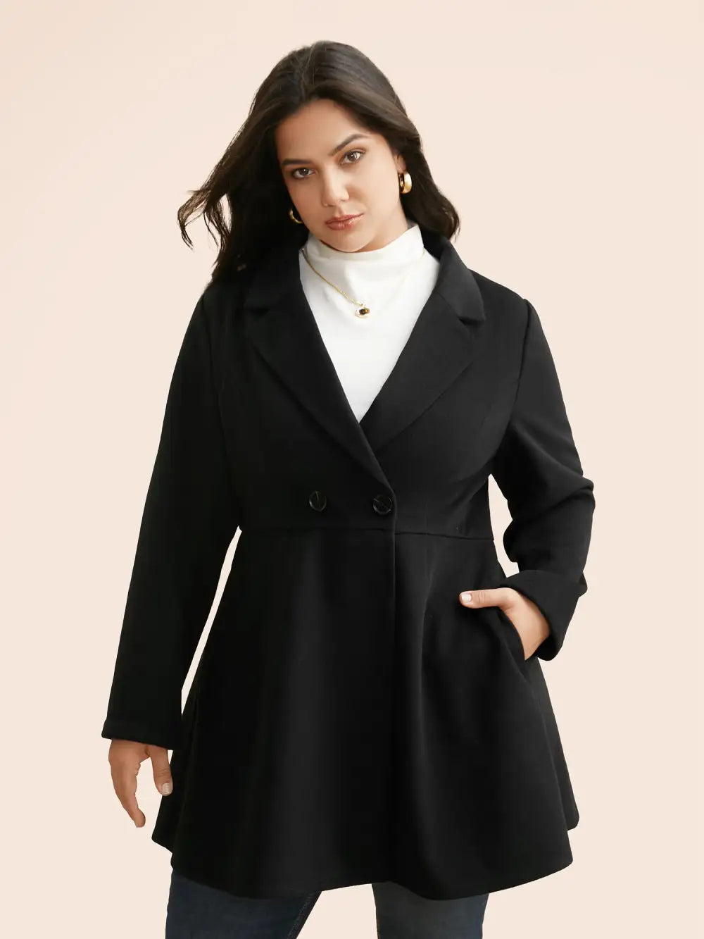 Suit Collar Button Up Slightly Stretchy Jacket
