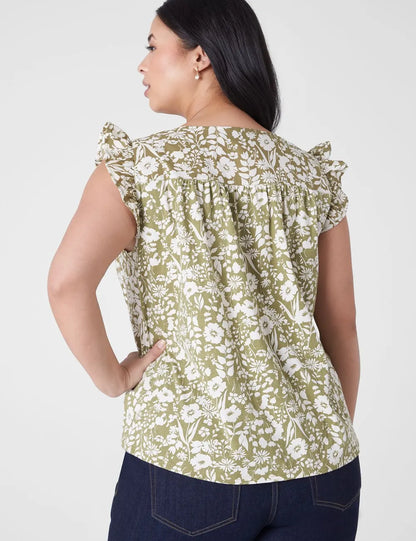 Woven & Knit Trim-Detail Top