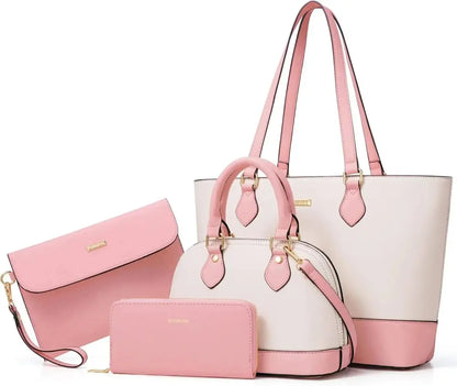 4PCS Women Fashion Handbags Purses Wallet Tote Shoulder Bags