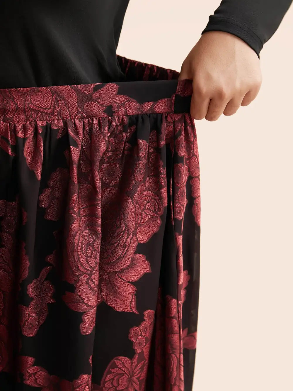 Floral Elastic Waist Pocket Skirt