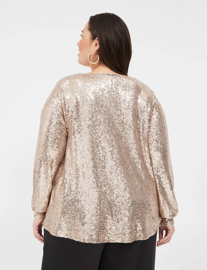 Swing V-Neck Sequin Top